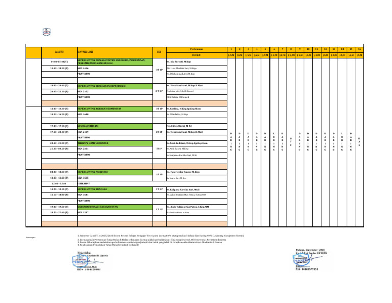 Jadwal Kuliah RPL Semester Ganjil 2024 | PDF