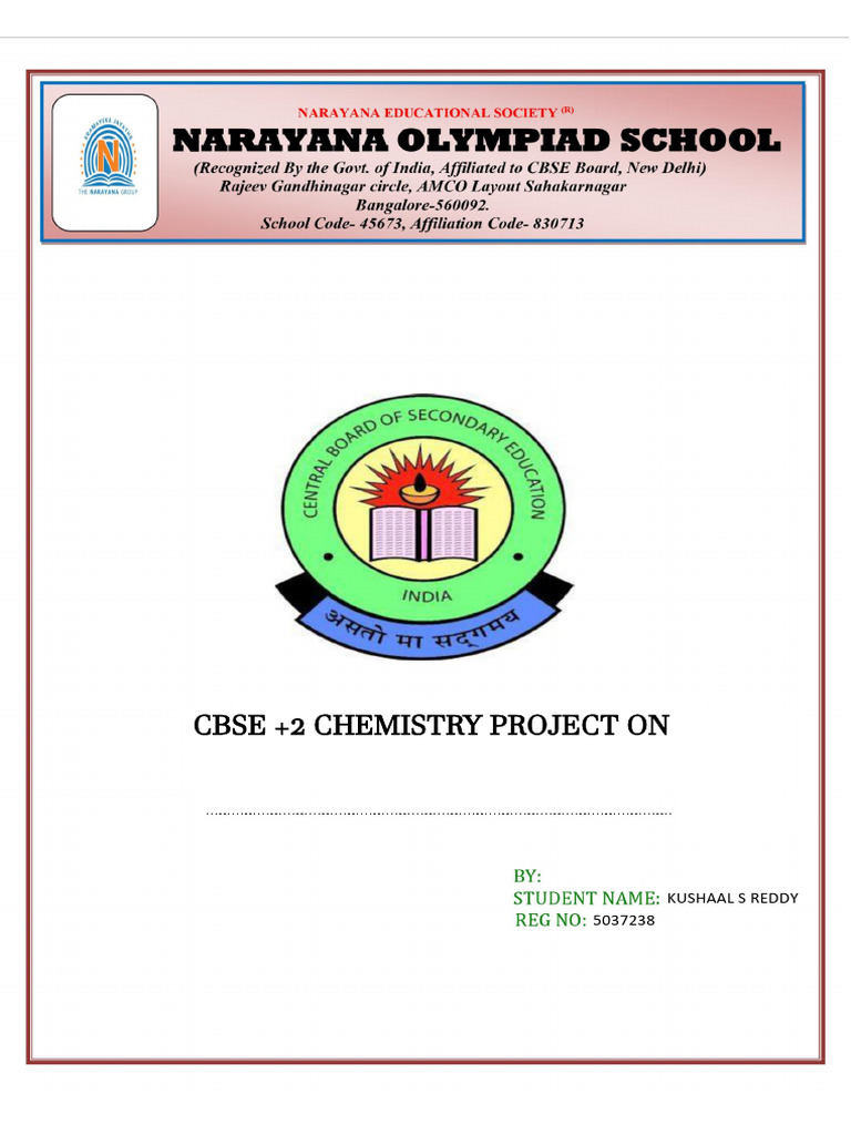 CBSE +2 Chemistry Project Report 2025-26 | PDF