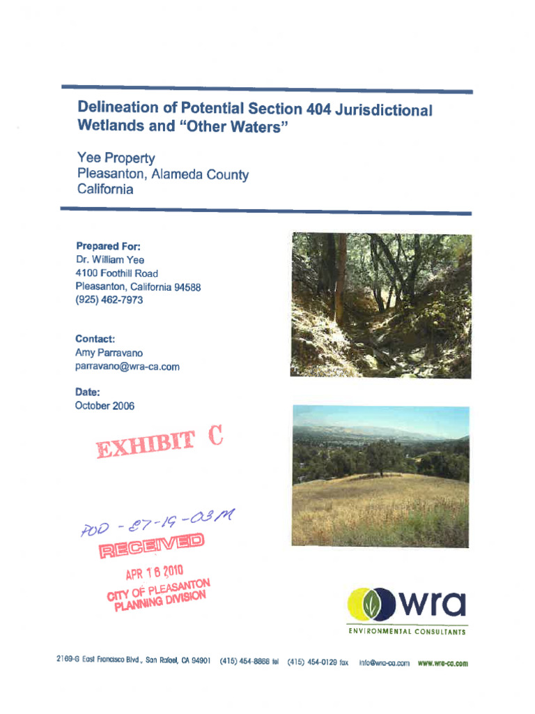 Section 10 Delineation of Potential Section 404 Jurisdictional Wetlands ...