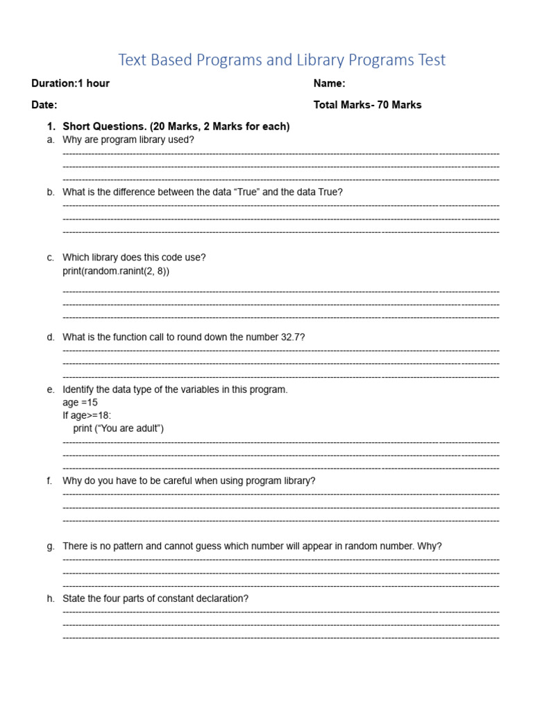 Second Exam -Text Based Programs and Library Programs | PDF | Computer ...