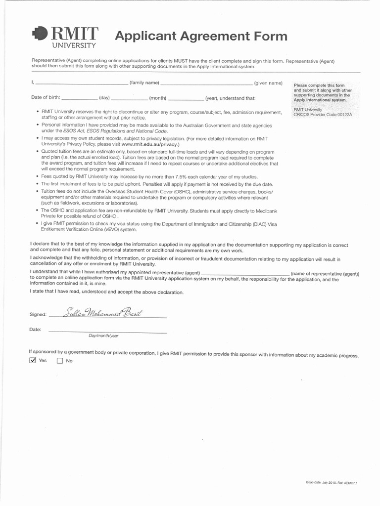 RMIT Declaration | PDF