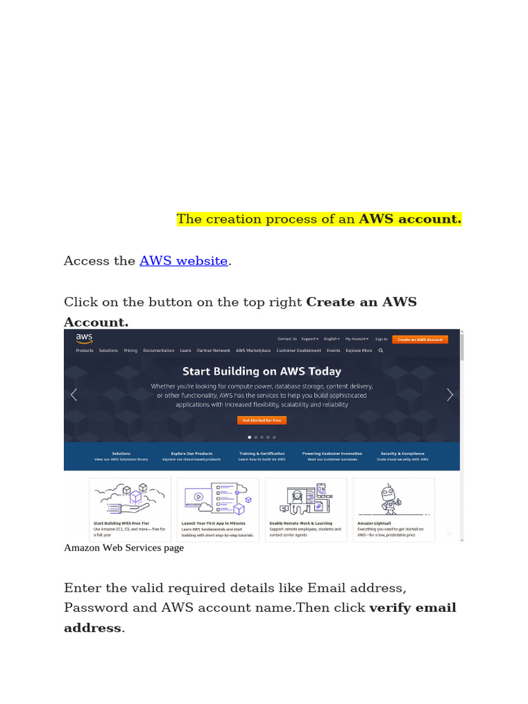 Create Your AWS Account: Step-by-Step Guide | PDF | Amazon Web Services ...