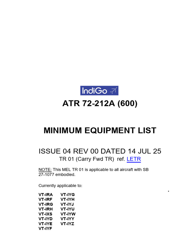 Atr Mel Latest | PDF | Aviation | Aircraft