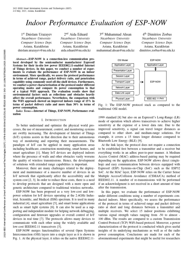 Indoor ESP-NOW Performance Evaluation | PDF | Internet Of Things | Wi Fi