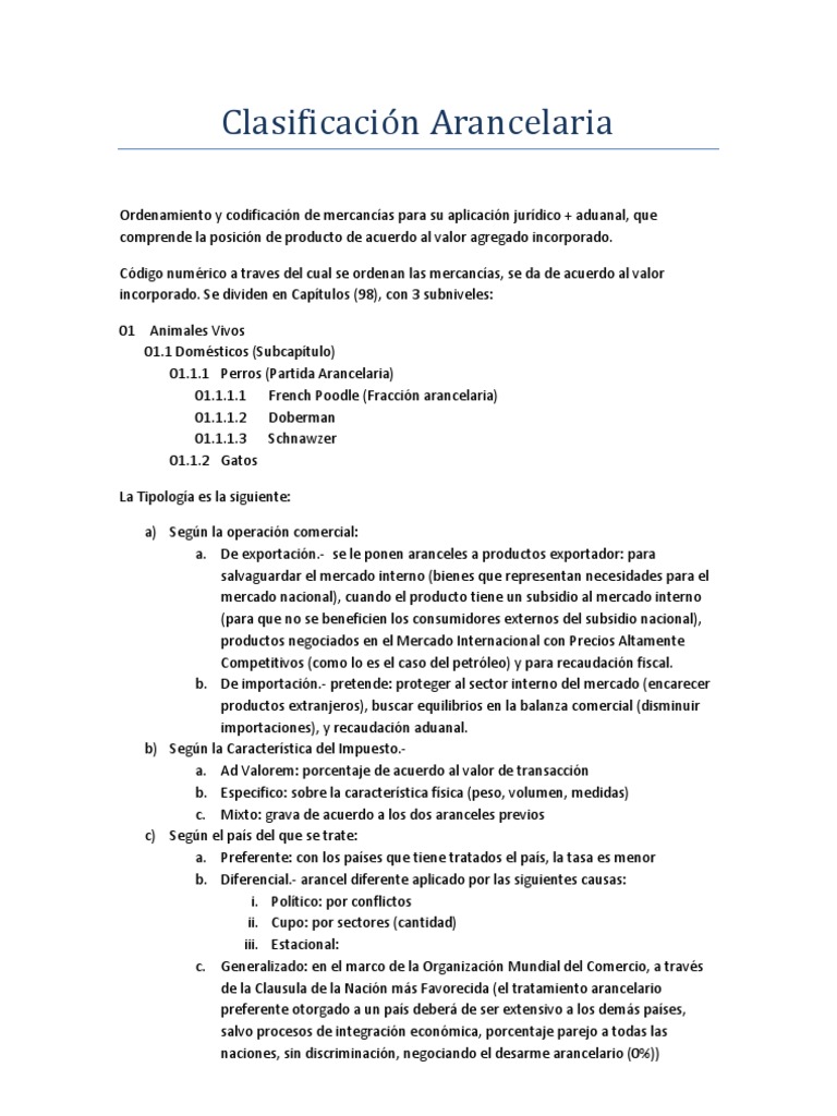 Clasificación Arancelaria y Tipos de Impuestos | PDF | Arancel ...