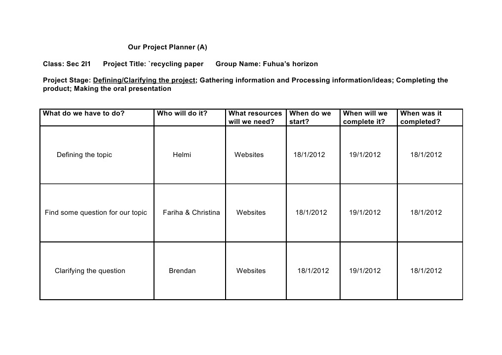 Our Project Planner | PDF | Computing | Computing And Information ...