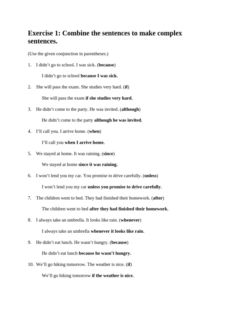 Complex Sentence Exercises and Solutions | PDF | Chess Openings | Chess ...