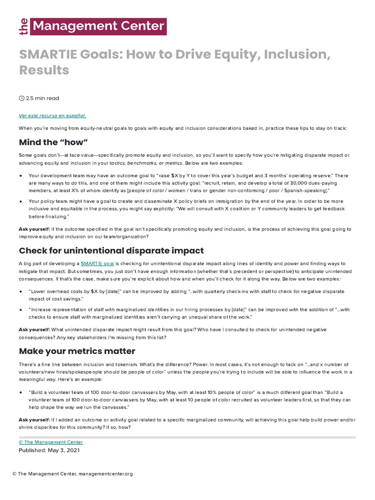 SMARTIE Goals_ How to Drive Equity, Inclusion, Results - The Management ...