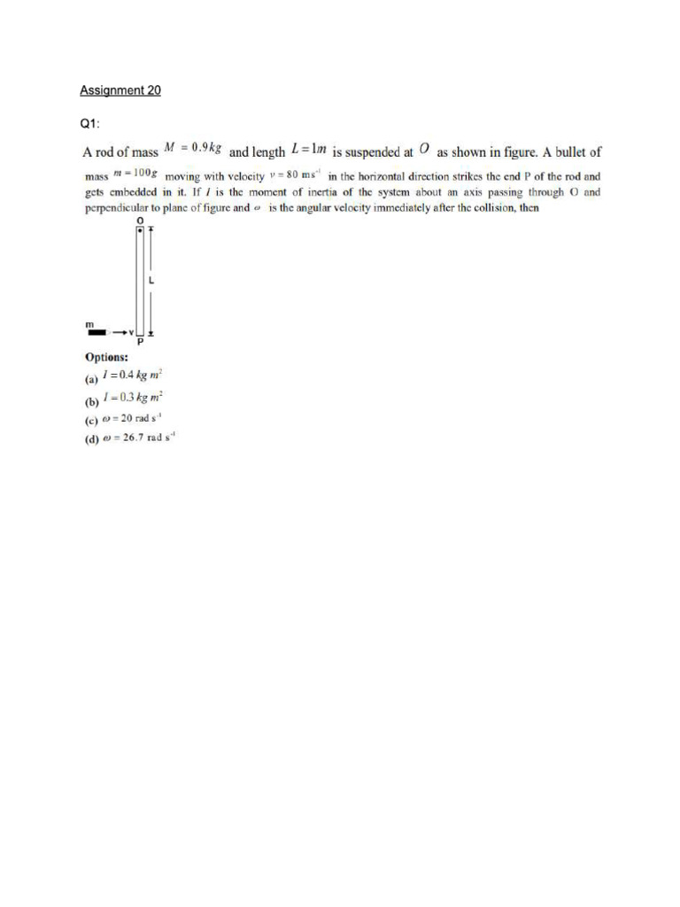 Assignment 20 - Conservation of Angular Momentum | PDF