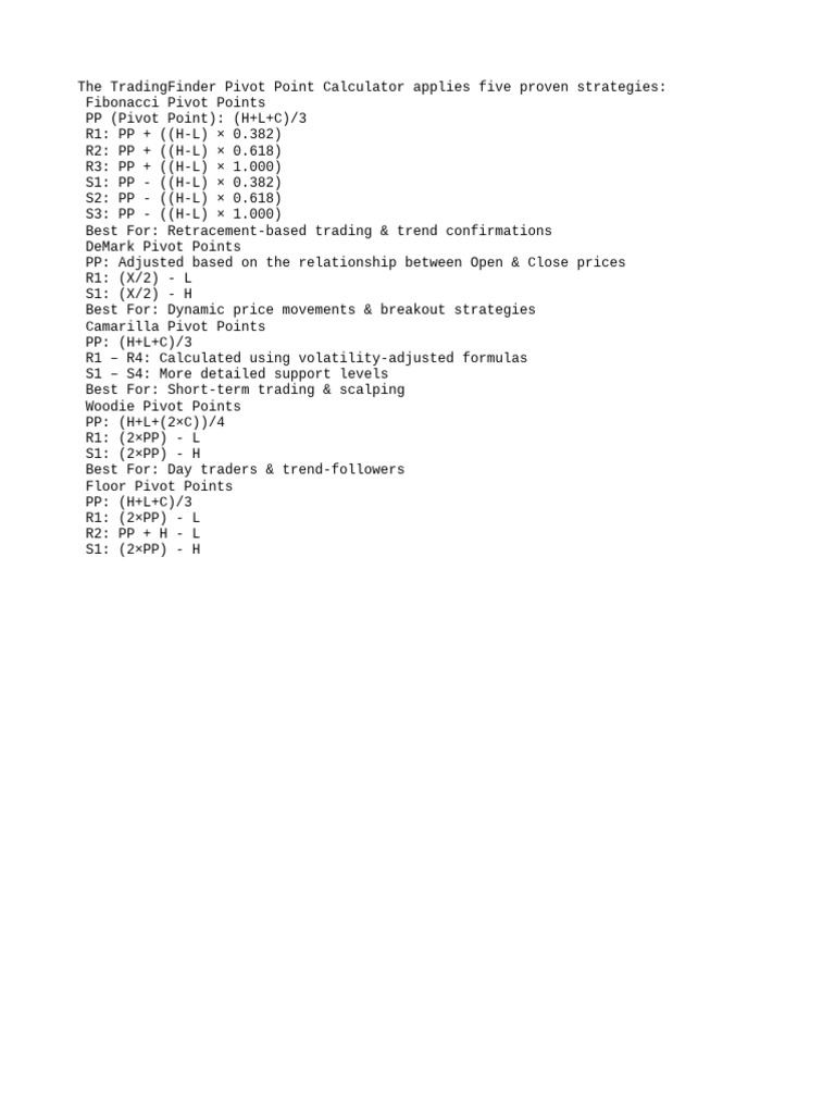 Pivot Point Calculator Strategies | PDF