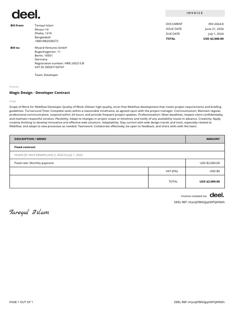 Tarequl Islam INV 2024 8 | PDF | Invoice