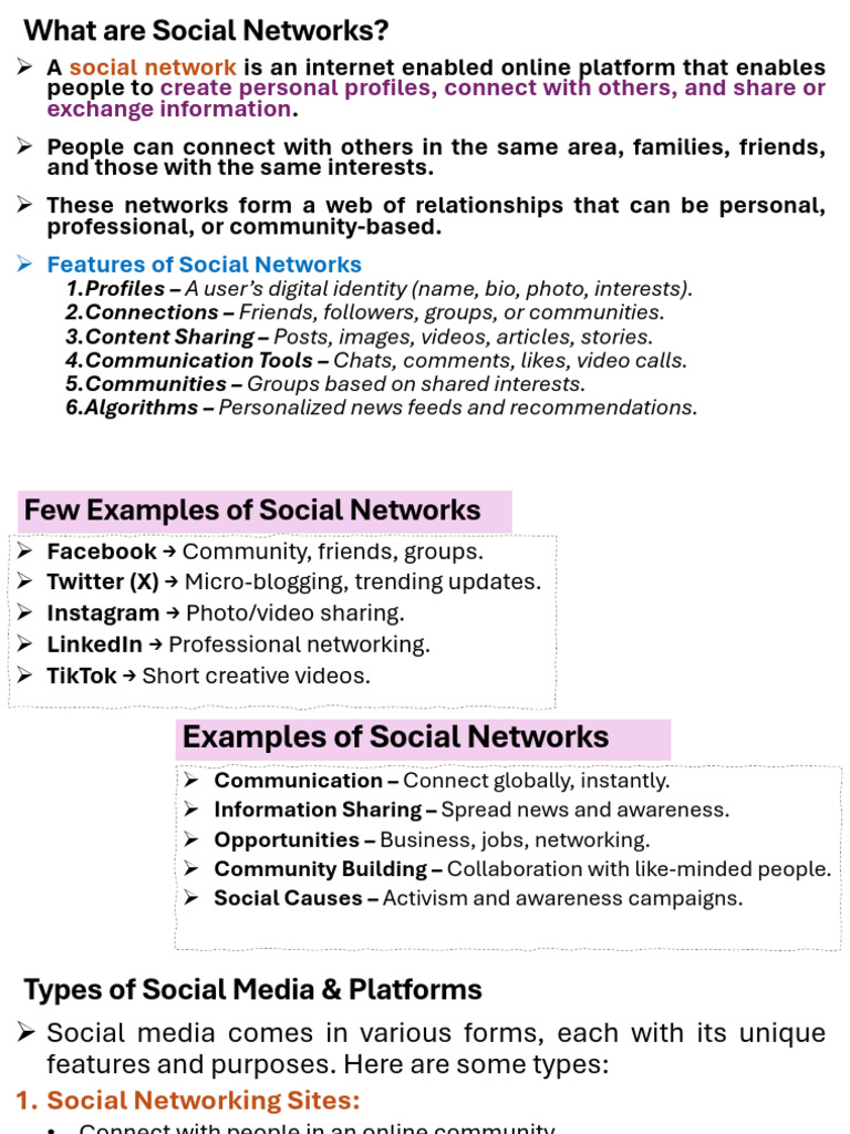 Understanding Social Networks and Types | PDF | Social Media | Popular ...