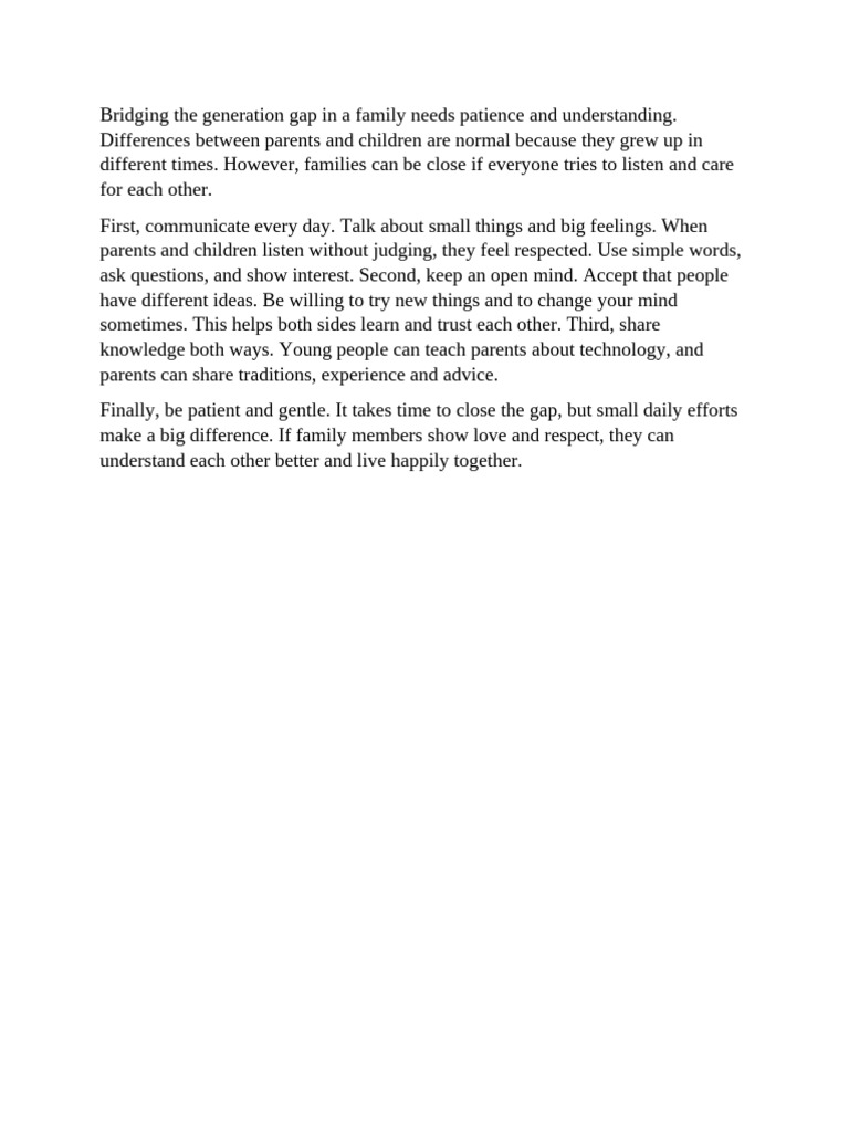 Bridging Family Generational Gaps | PDF