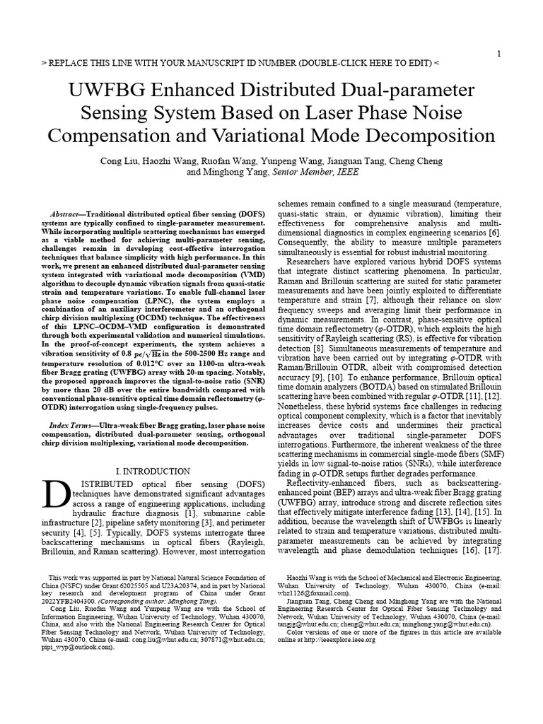 UWFBG Enhanced Distributed Dual-Parameter Sensing System Based On Laser ...