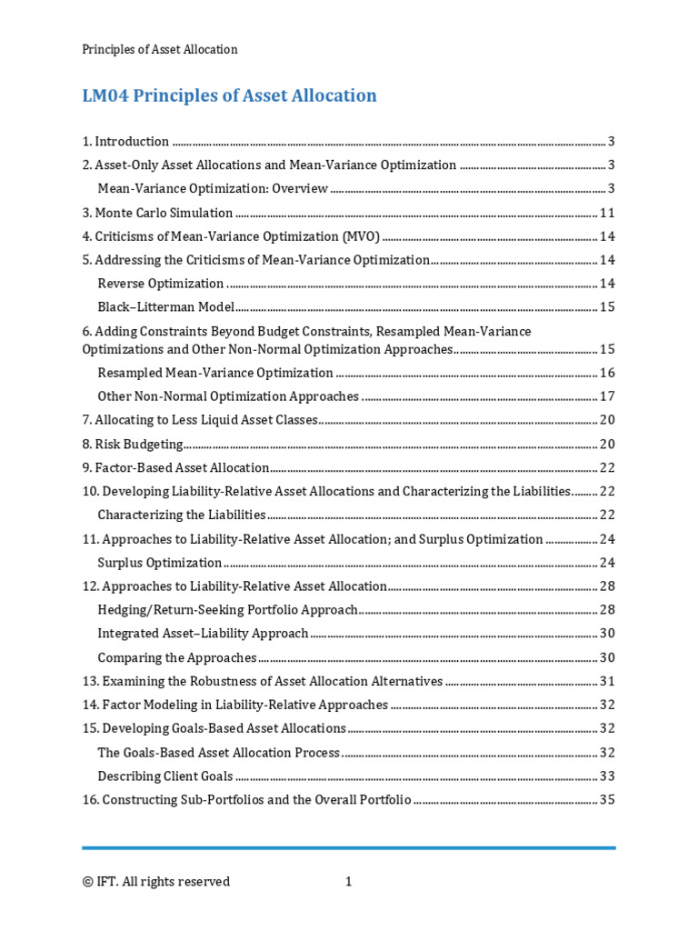 Principles of Asset Allocation Explained | PDF | Modern Portfolio ...