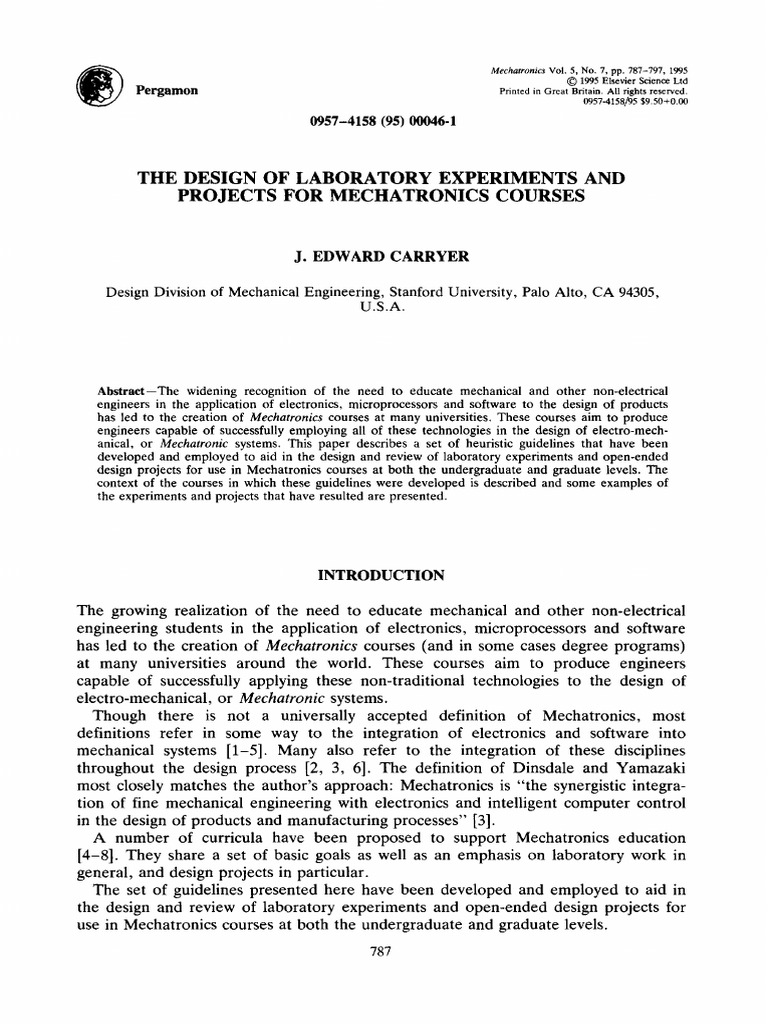 Mechatronics Course Experiment Design Guide | PDF | Mechatronics | Learning