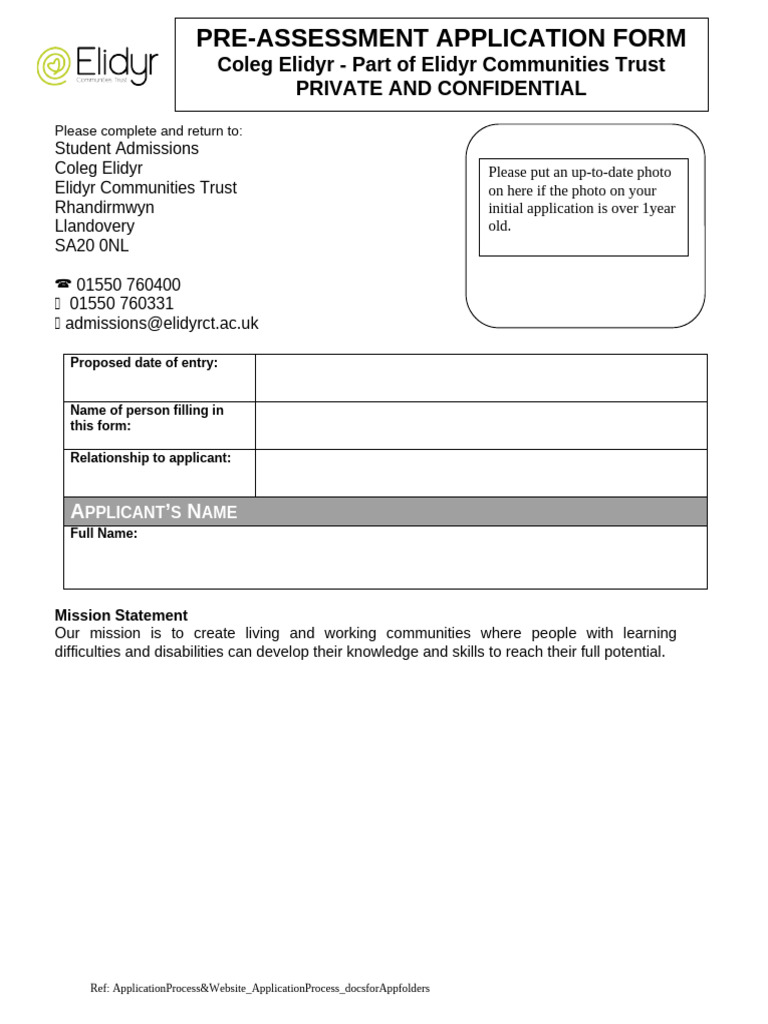 1a) - ECT-Pre-Assessment Application Form - 100720 | PDF | Health Care