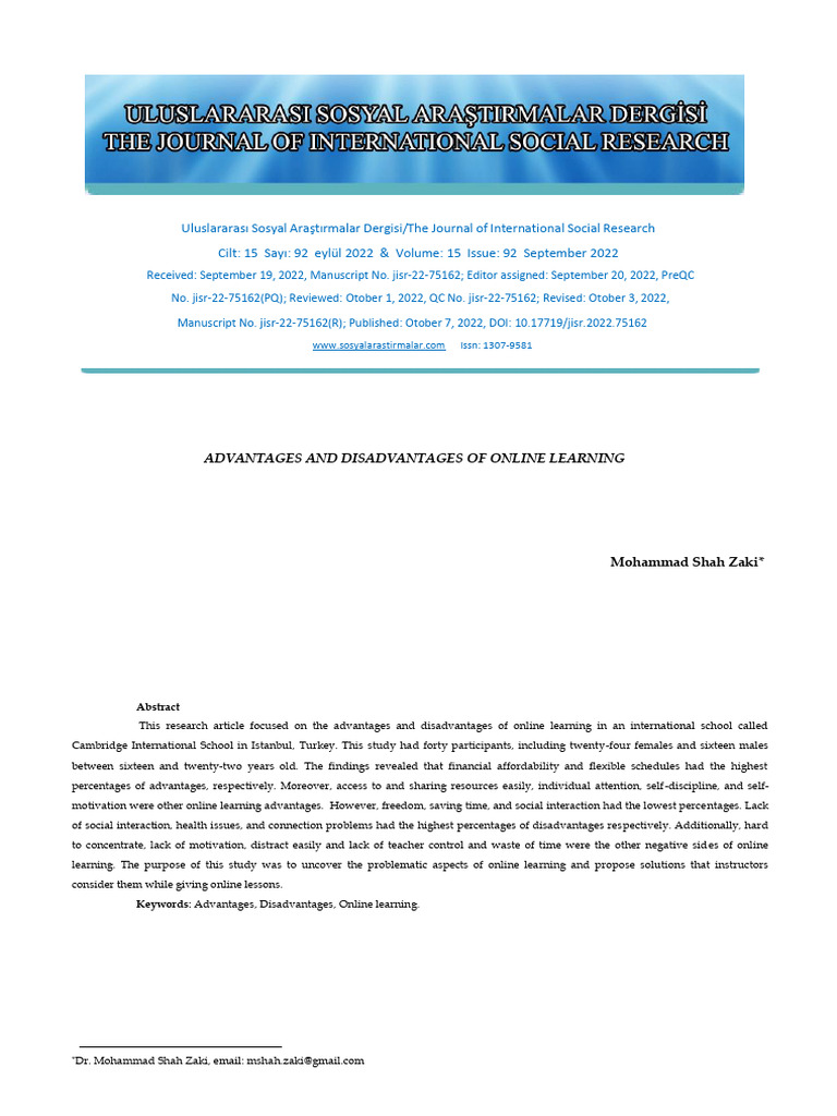 Advantages and Disadvantages of Online Learning | PDF | Educational ...