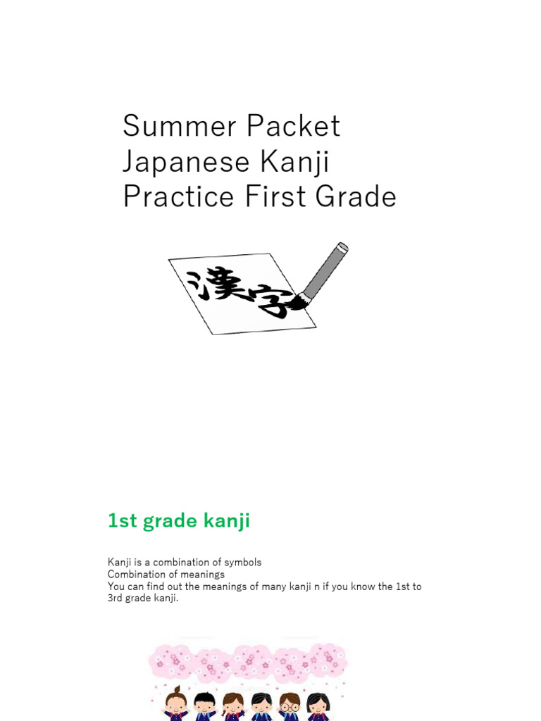 First Grade Kanji Practice Guide | PDF | Kanji