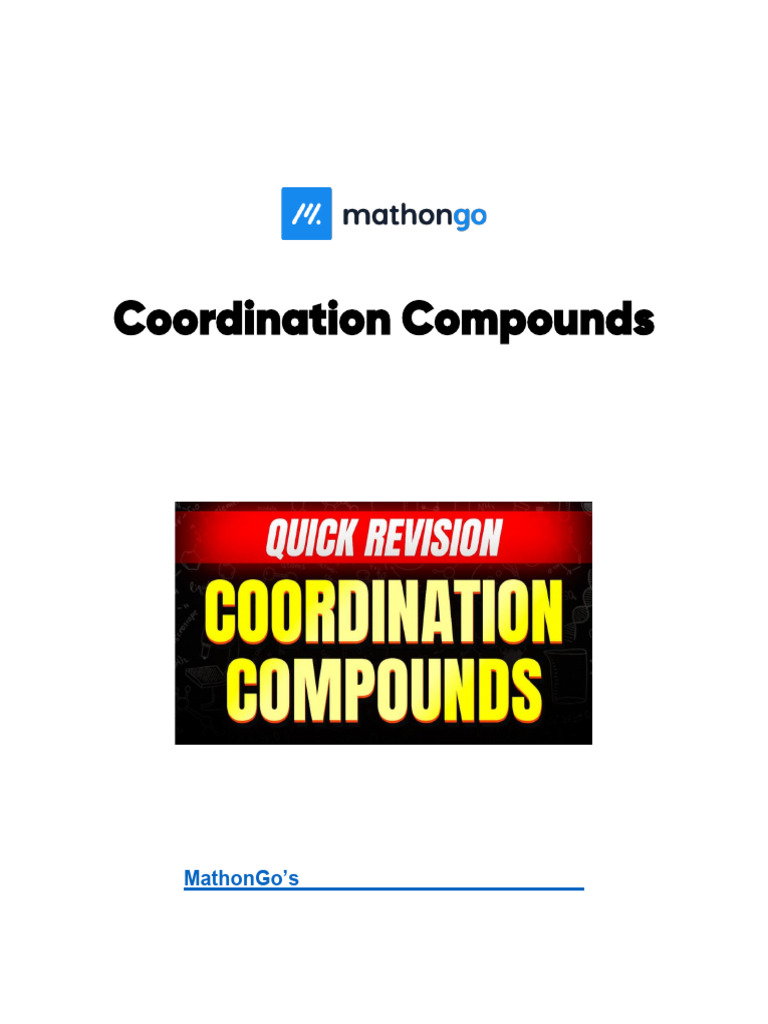 Handwritten Notes - Coordination Compounds (MathonGo) | PDF ...