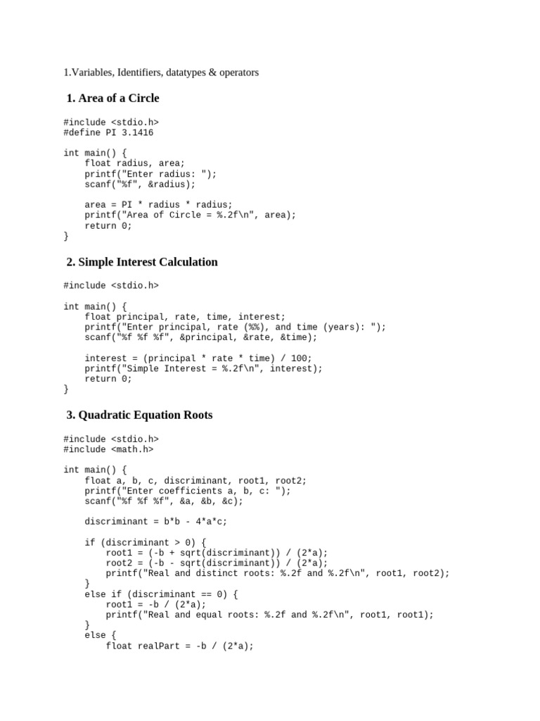 C Programming Basics: 18 Examples | PDF | Fahrenheit | Elementary ...