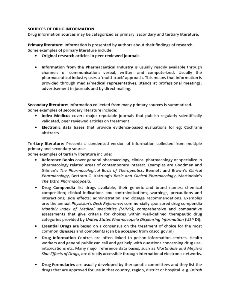 Comprehensive Drug Information Sources | PDF | Pharmacology | Medicinal ...