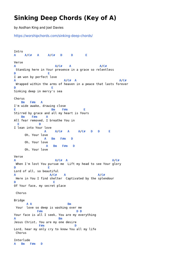 Sinking Deep Chords in A Major | PDF