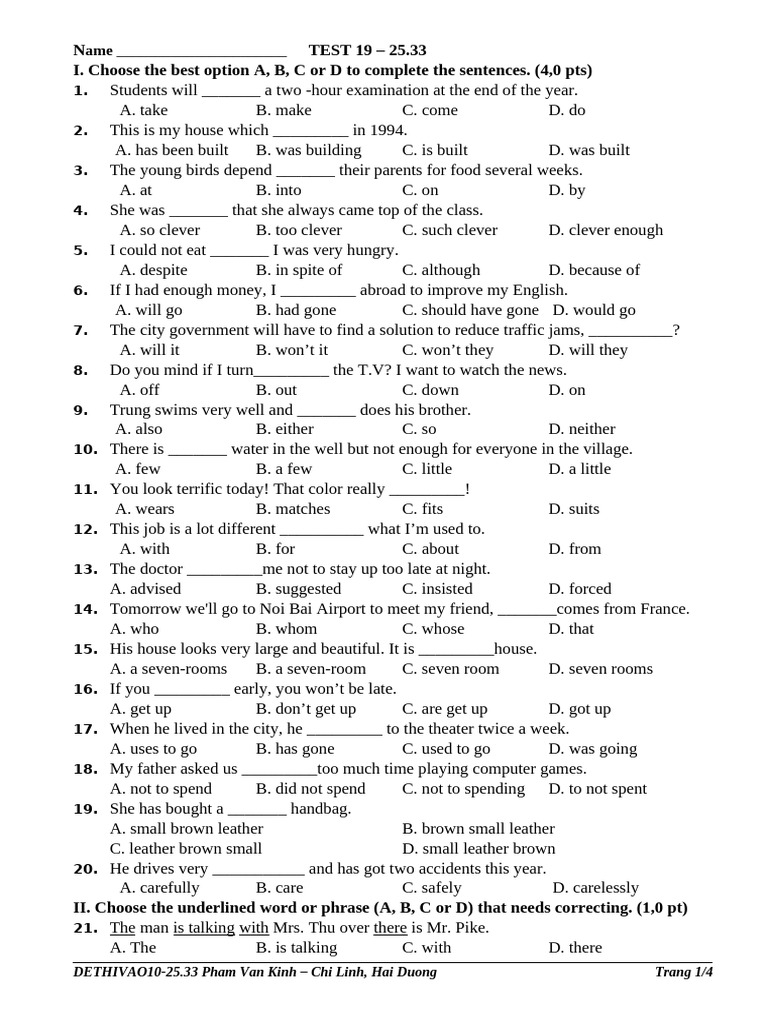 English Language Test Practice | PDF