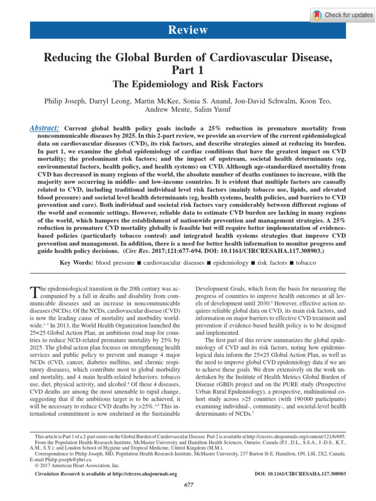 Global Epidemiology of Cardiovascular Disease | PDF | Cardiovascular ...