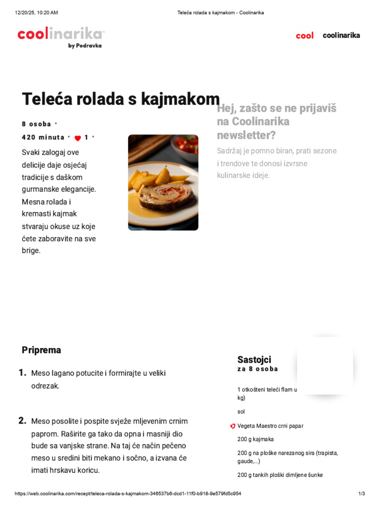 03 - Teleća Rolada S Kajmakom | PDF