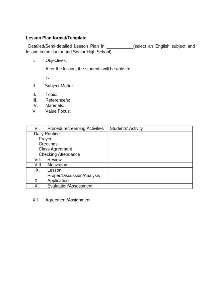 Lesson-Plan-format | PDF | Lesson Plan | Learning