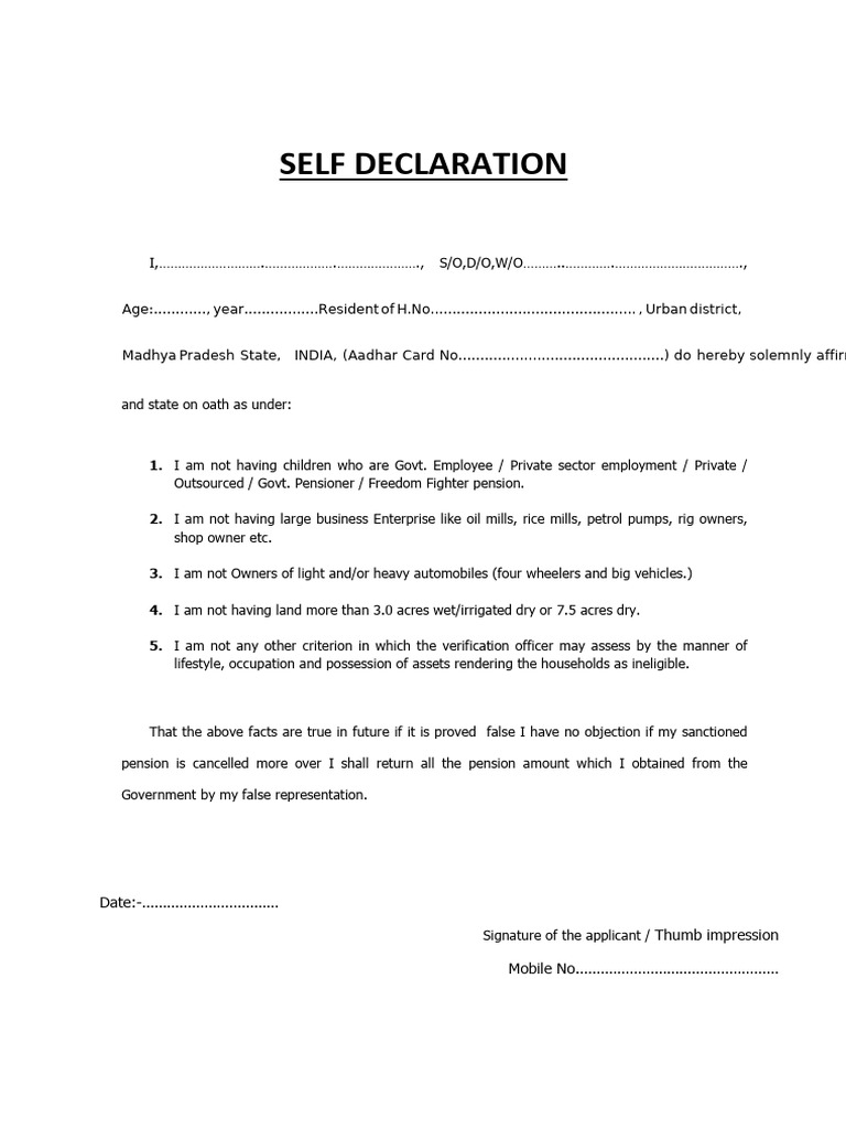Self Declaration | PDF