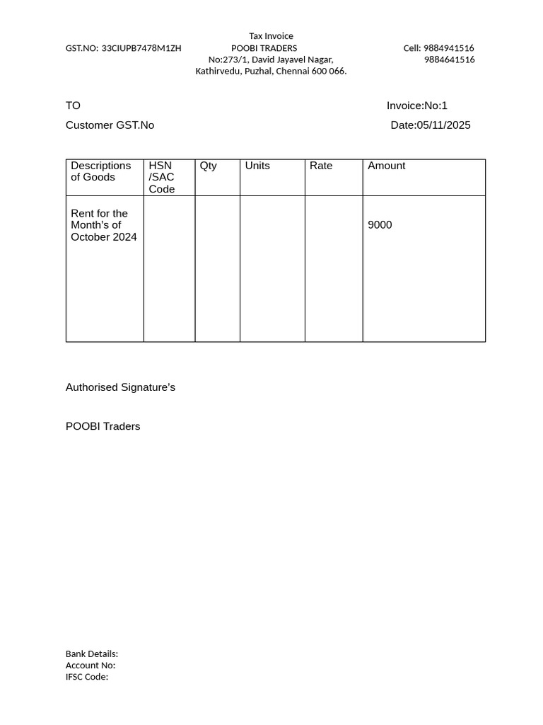 Poobi Traders Tax Invoices | PDF