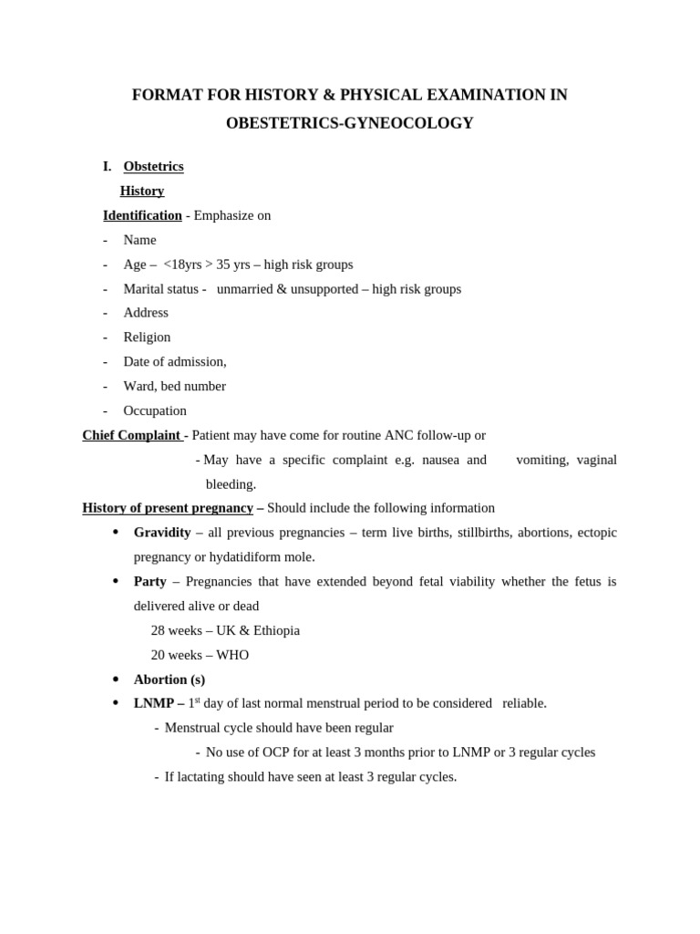 OBGYN HX & PE (1) | PDF | Vagina | Pregnancy