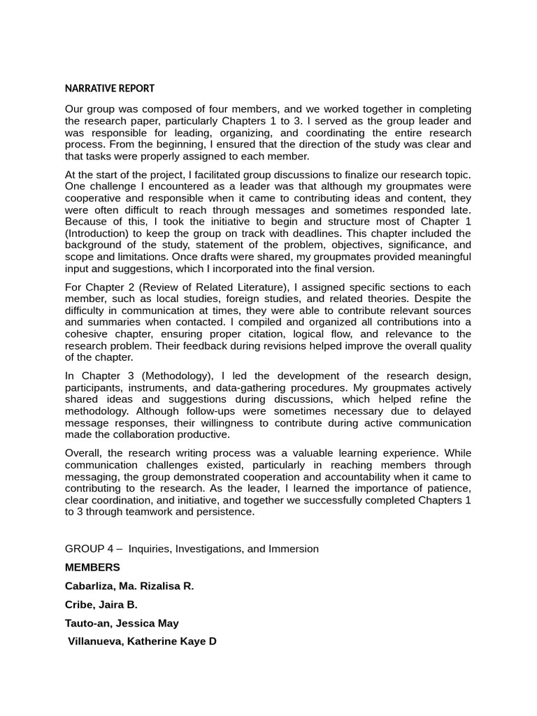 3is Narrative Report | PDF | Communication | Human Communication