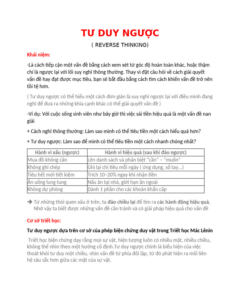 Reverse Thinking | PDF