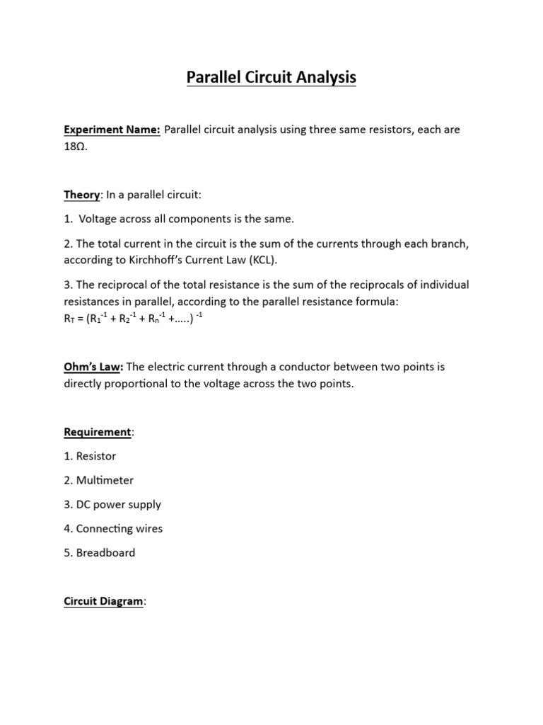 Parallel Circuit Analysis Experiment | PDF | Series And Parallel ...