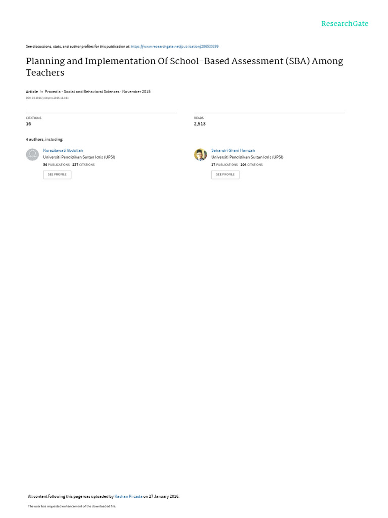 School-Based Assessment Planning Insights | PDF | Teachers ...