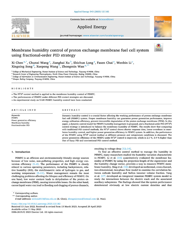Membrane humidity control of proton exchange membrane fuel cell system ...