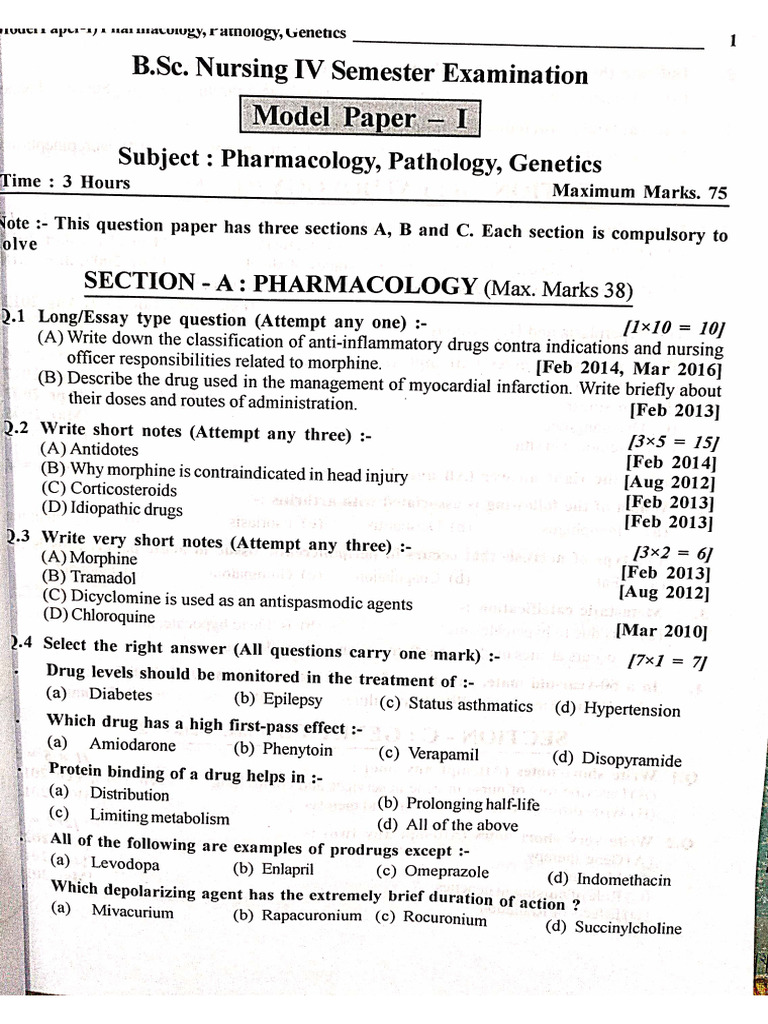 Pharma Patho Genetics PYQ 4th Semester by Rohit ( RUHS) (1) | PDF