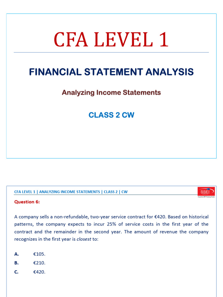 Income Statement Analysis for CFA Level 1 | PDF | Franchising ...