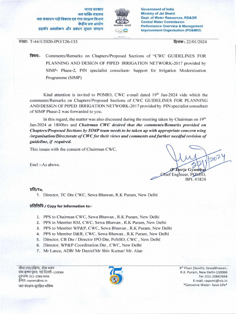 Letter Comments Cwc Guidelines Planning Design Pdn 2017 | PDF