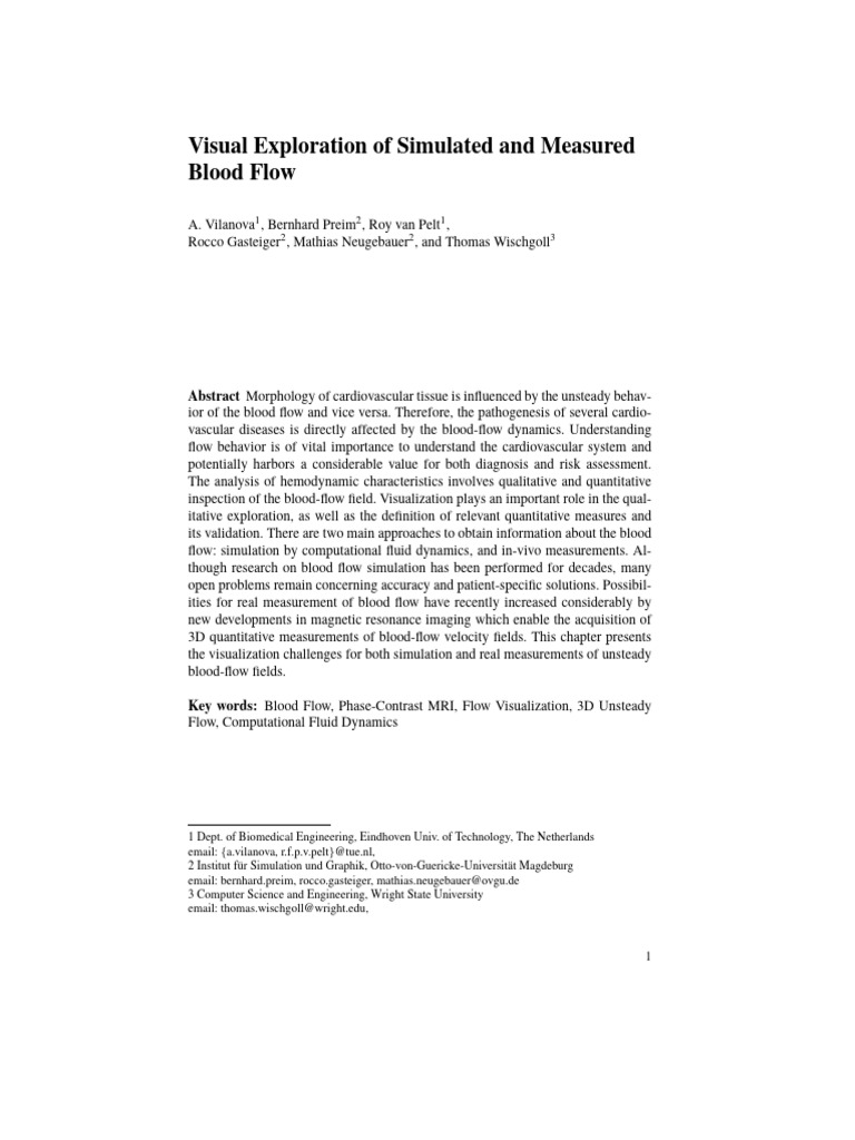 Blood Flow Visualization Techniques | PDF | Computational Fluid ...
