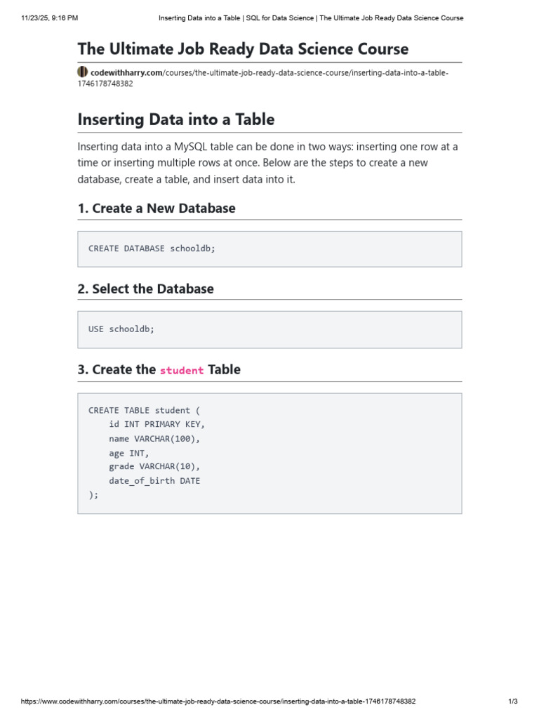 MySQL Data Insertion Guide | PDF | Computer Data | Information ...
