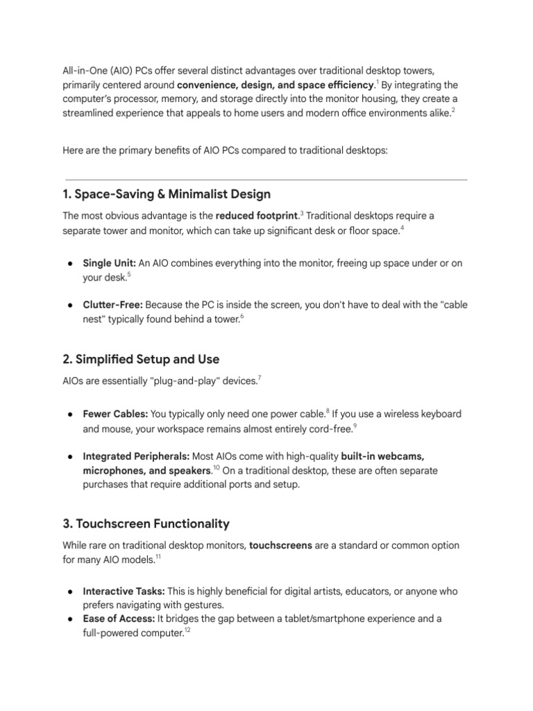 Write Benefits of AIO PCs Over Desktop PCs | PDF | Desktop Computer ...