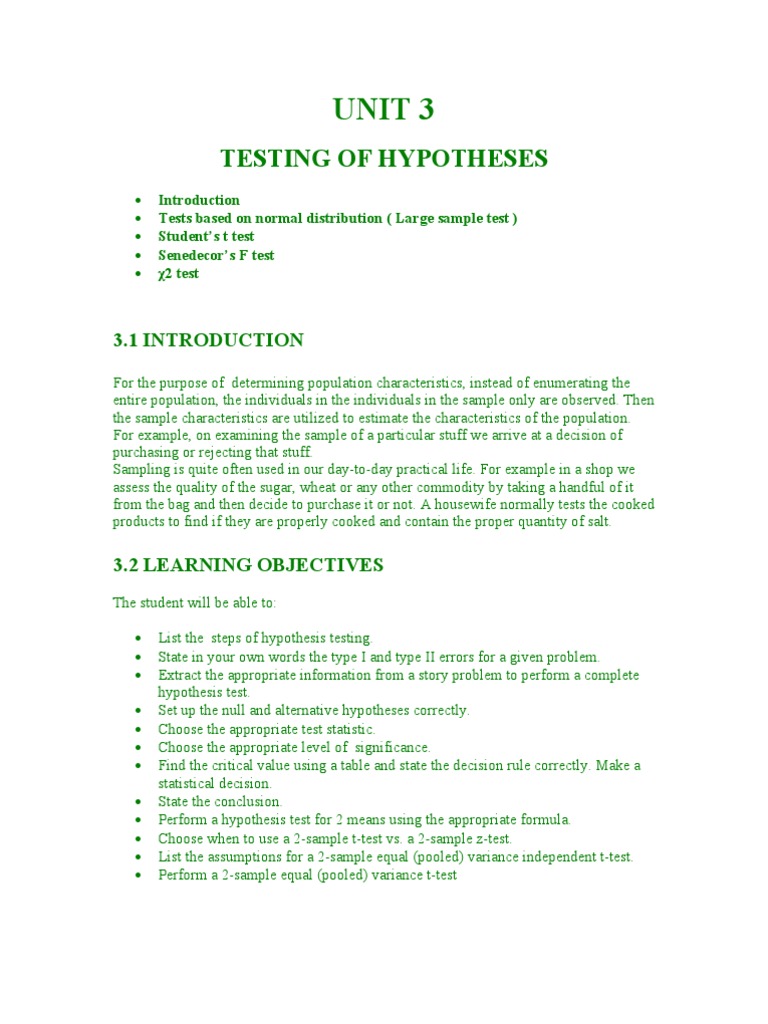 Hypothesis Testing Methods Overview | PDF | Standard Deviation ...