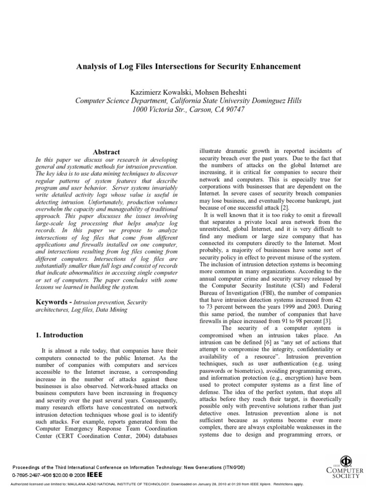 Log Files For Intrusion | PDF | Firewall (Computing) | Computer Security