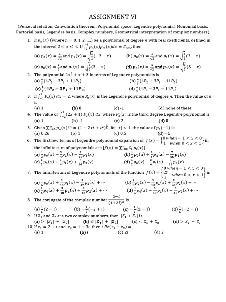 Legendre Polynomials and Complex Numbers | PDF | Polynomial | Basis ...