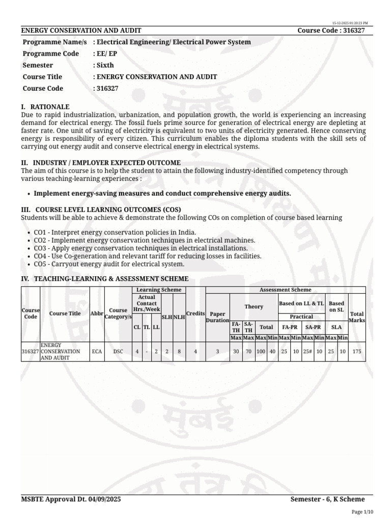 Energy Conservation and Audit Course | PDF | Cogeneration | Energy ...