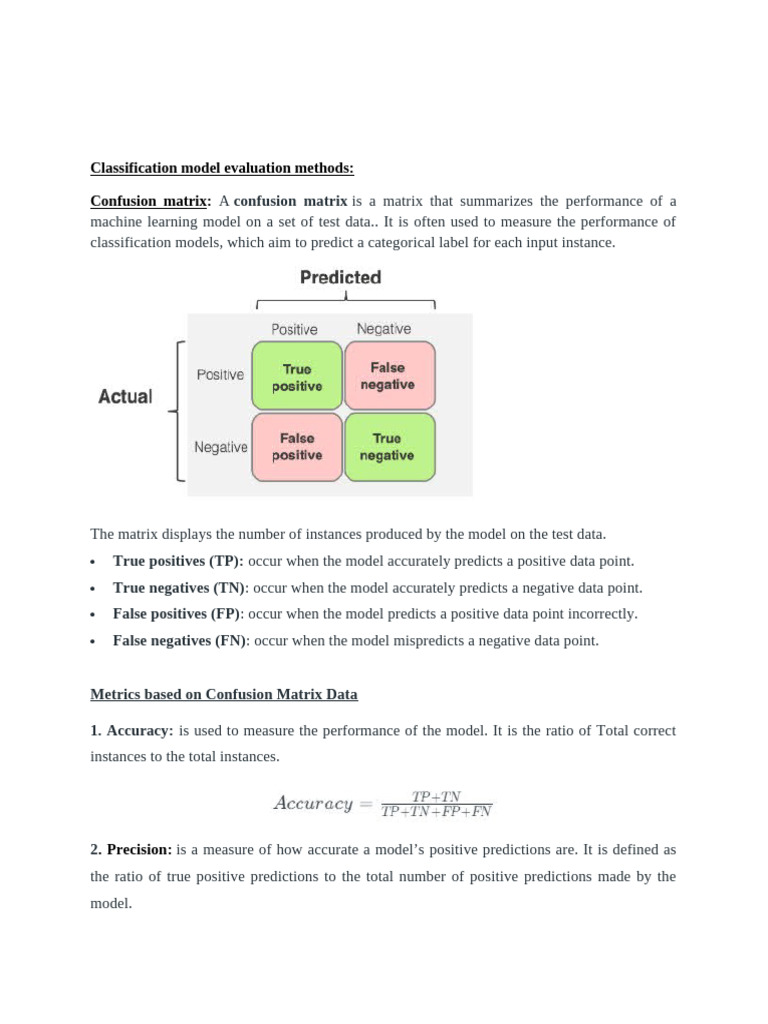 Classification Model Evaluation Methods | PDF | Receiver Operating ...